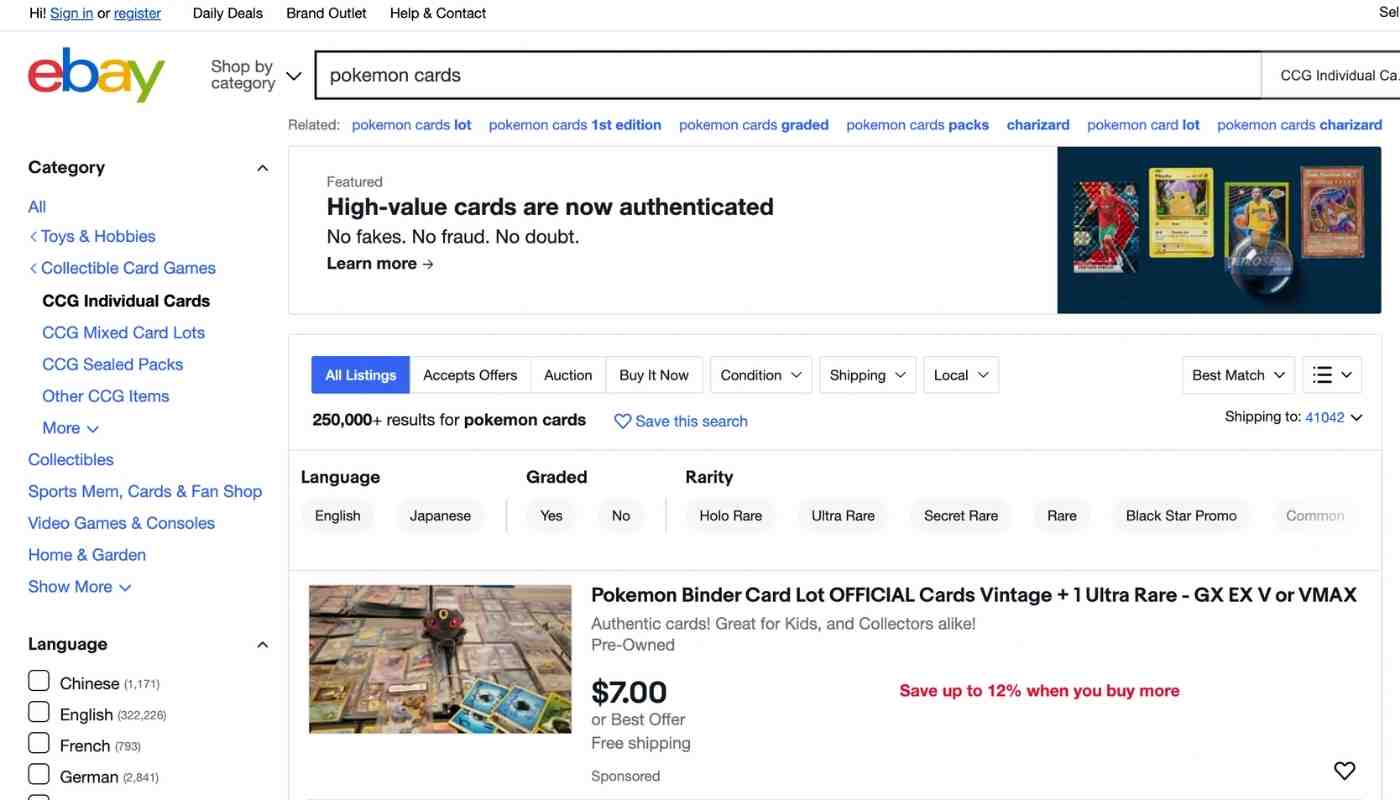 Sell Pokemon Cards on eBay